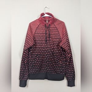 Bauhaus Gear Print Zip Sweater Jacket Red Black Geometric Graphic Size M